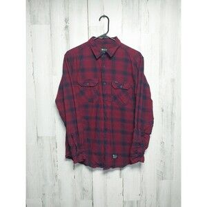 Men’s Matix Long Sleeve Skate Flannel Button Shirt Medium Red Blue Button-Up
